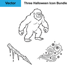 Yeti Icicle Spear Blizzard Swirl Silhouette Halloween Vector Bundle