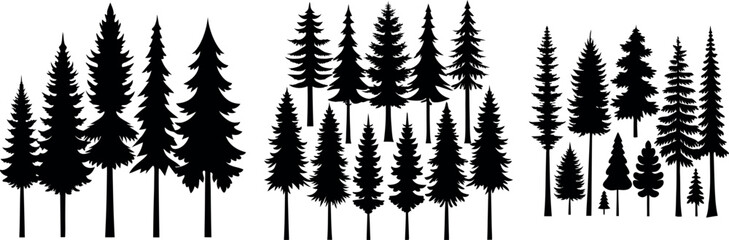 Christmas Tree Icon Set – Festive Pictogram Illustration