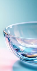 Close-up of a translucent, iridescent bowl