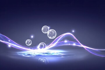 Abstract design with luminous lines and bubbles.