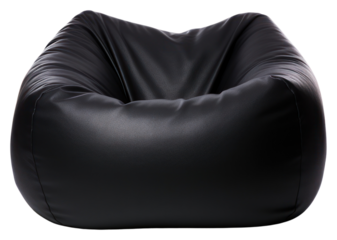 PNG Modern black leather beanbag chair