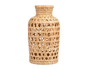 Tall Woven Rattan Vase with Minimalist Design, Isolated on Transparent Background