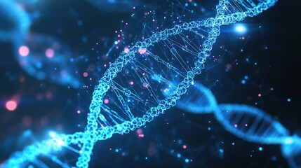 Digital DNA Strand Illustration in Blue and Pink Tones