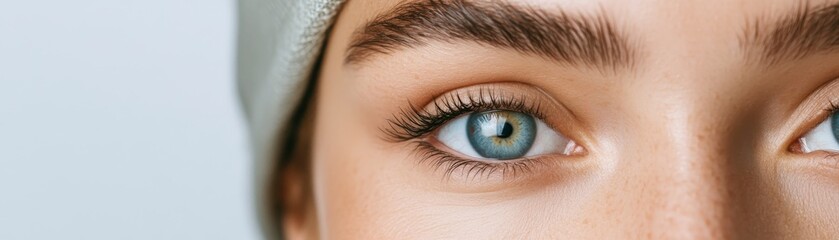 Fototapeta premium Blue Eye Beauty Close-up of Woman's Eye with Natural Makeup,Eye ,beauty