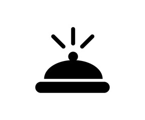 Black icon hotel bell. Hotel bell icon with radiating lines indicating ringing sound vector design and illustration.