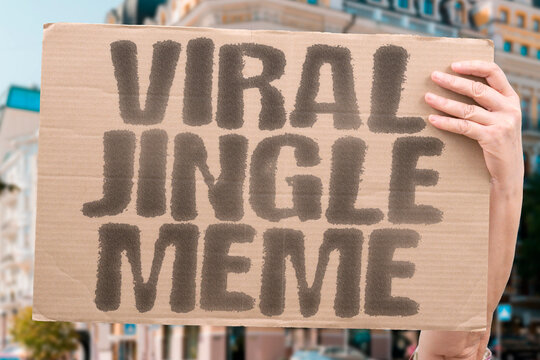 &ldquo;Viral Jingle Meme&rdquo; with a tagline about catchy audio. EARWORM. TRENDING. REMIX. LOOP. SHAREABLE. BUZZ. SOUNDTRACK