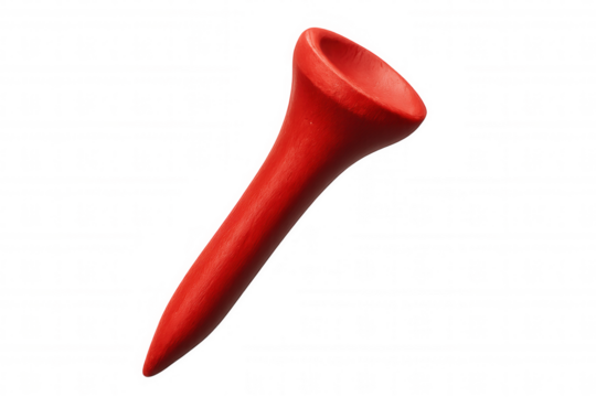 Golf wooden red tee lying on transparent surface, ready for graphic design and sports marketing materials