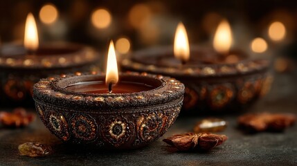 Festive occasion background with burning diya