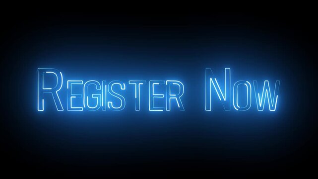 Register now title with colorful neon lights animation to promote advertising next business concept,