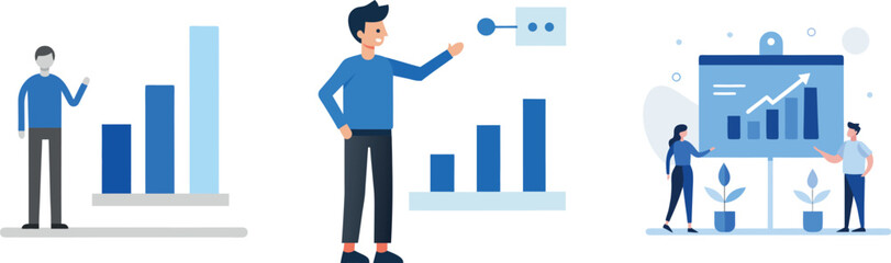 Fototapeta premium Data Visualization and Business Analytics Icon Set for Strategic Growth