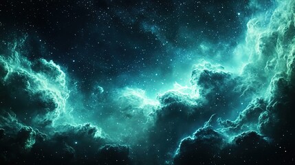 Fototapeta premium Astronomical Scene with Celestial Clouds and Star - Filled Sky 