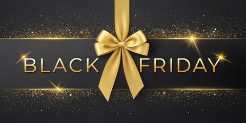 Black Friday Golden Bow Glitter Background, Discount, Sale