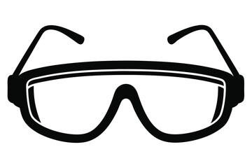 Black Outline Illustration Depicting Protective Safety Goggles for Eye Protection in Industrial Work