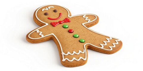 Festive Gingerbread Man Cookie with Icing and Bow Tie, holiday ,treats