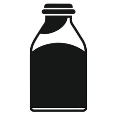 Black Silhouette of Bottle with Liquid Inside and a Rounded Lid Design