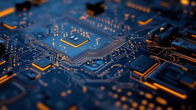 Delve into the captivating world of electronic circuits, where luminous pathways interconnect various components, revealing the fine artistry of modern engineering and innovation.
