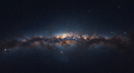 Fototapeta premium Celestial River: A breathtaking panorama captures the magnificence of the celestial river, a luminous tapestry of stars, dust, and cosmic wonders.