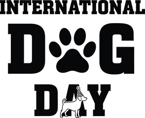 International dog day celebration with paw print and silhouette