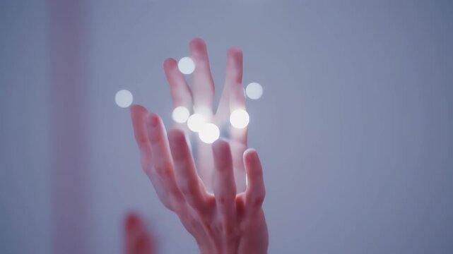 Hands catching light