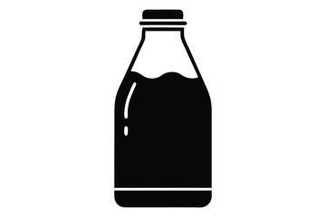 Isolated Black Silhouette Illustration of a Milk or Juice Bottle Design