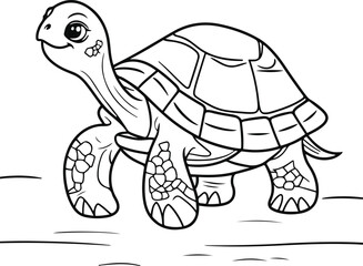 simple coloring page line art illustration of an abstract turtle using simple shapes and lines on a white background for adults to color within the outlines 1
