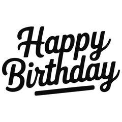 Elegant Happy Birthday Calligraphy on White Background Celebration Greeting,PNG