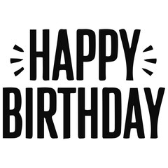 Elegant Happy Birthday Calligraphy on White Background Celebration Greeting,PNG