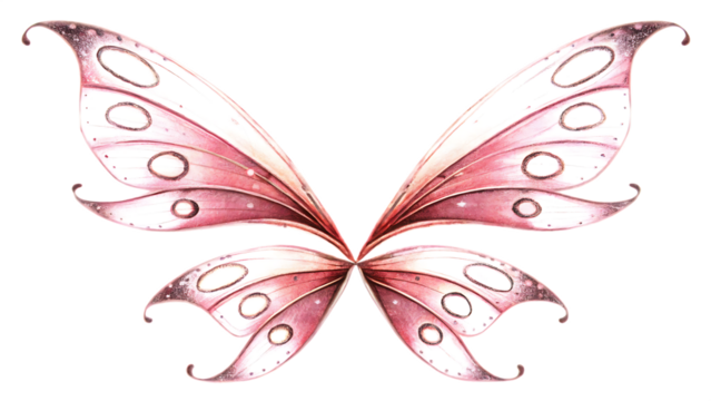 Pink fairy wings detailed isolated on a transparent background