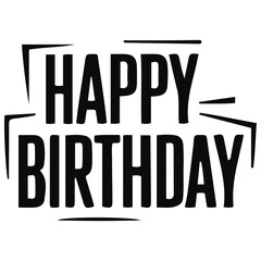 Elegant Happy Birthday Calligraphy on White Background Celebration Greeting,PNG