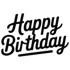 Elegant Happy Birthday Calligraphy on White Background Celebration Greeting,PNG