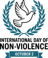 Obraz premium International Day of Non-Violence: Dove with Olive Branch and Laurel Wreath
