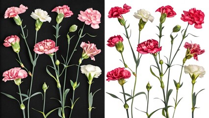 carnation flower on black and white background color