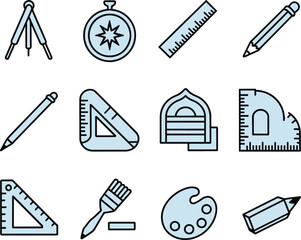 Fototapeta premium Drawing and drafting tools icon collection set on transparent background