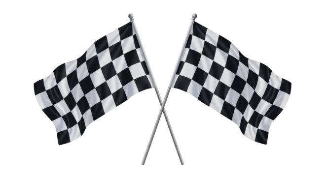 Isolated Pair of Checkered Race Flags