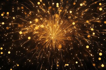 Fototapeta premium Golden fireworks festival elements set 4k backgrounds rendering