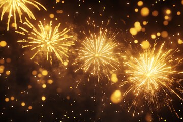 Golden fireworks festival elements set 4k backgrounds rendering