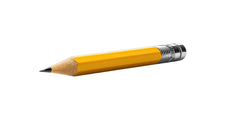 A sharpened yellow pencil, angled, against a black background.  A metallic tip and end cap are visible