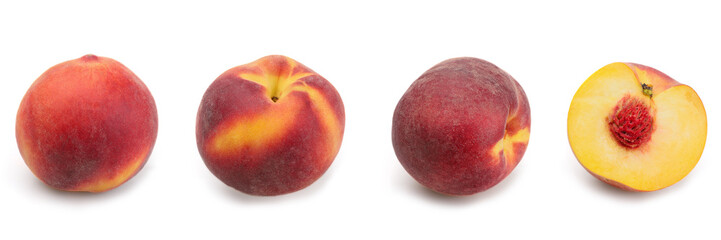 Ripe red peaches isolated on white background
