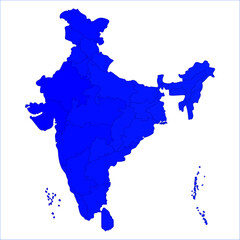 Fototapeta premium Colorful India Map, Vector India map showing state borders, UTs, and capital cities for versatile usage. Indian map state coloured