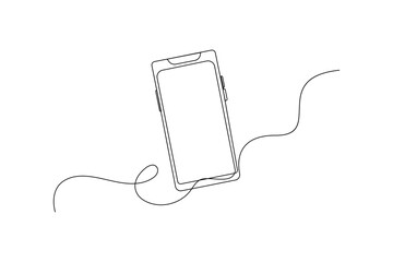 Obraz premium Smart phone continuous one line drawing in minimalist style isolated outline vector illustration art