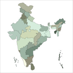 Obraz premium Detailed India Map, Editable vector map of India with states and borders for design, print, and web use.