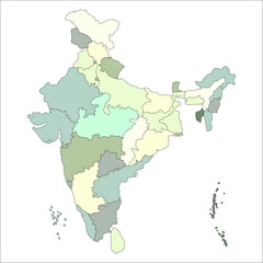 Detailed India Map, Editable vector map of India with states and borders for design, print, and web use.