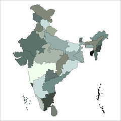 Detailed India Map, Editable vector map of India with states and borders for design, print, and web use.