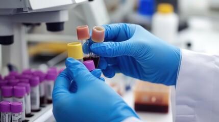 Laboratory Technician Handling Blood Samples in Lab
