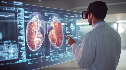 Medical Professional Using Virtual Reality for Lung Analysis