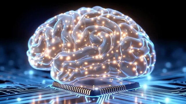 Artificial intelligence stream: chatbot concept, neural circuit, video memory, data flow, virtual assistant, futuristic interface, smart dialogue, coded response, network input, analytical brain