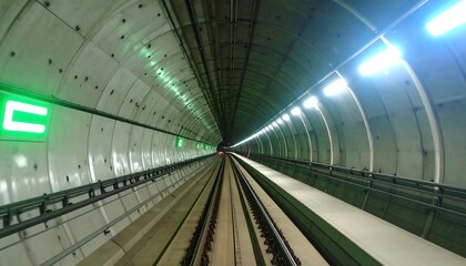 Obraz premium Interior view of a modern subway tunnel.