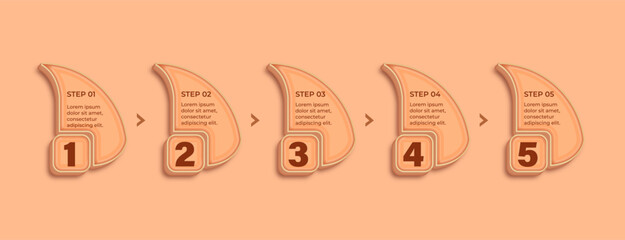 Peach fuzz color infographic with 3d effect bullet points for steps or process banners