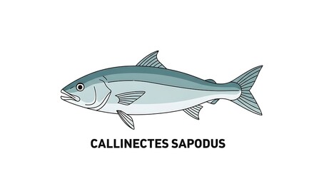 Obraz premium Detailed Illustration of a Callinectes Sapodus Fish on White Background