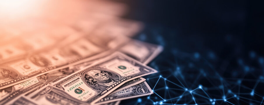 Digital finance concept with US dollar bills - Powered by Adobe